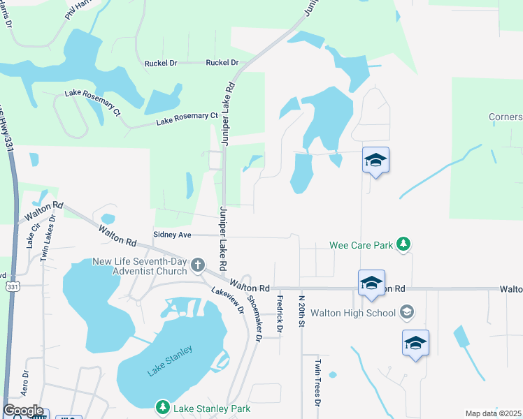 map of restaurants, bars, coffee shops, grocery stores, and more near 35 Hidden Lakes Trail in DeFuniak Springs
