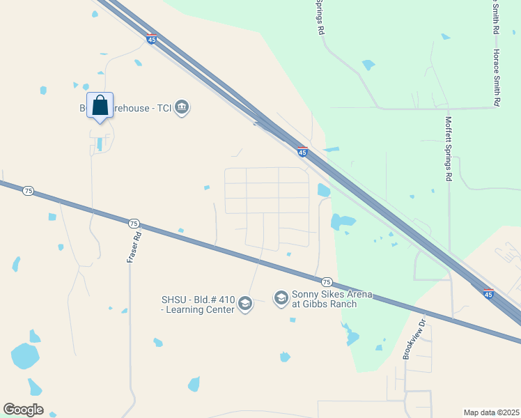 map of restaurants, bars, coffee shops, grocery stores, and more near 1112 Texas 75 in Huntsville