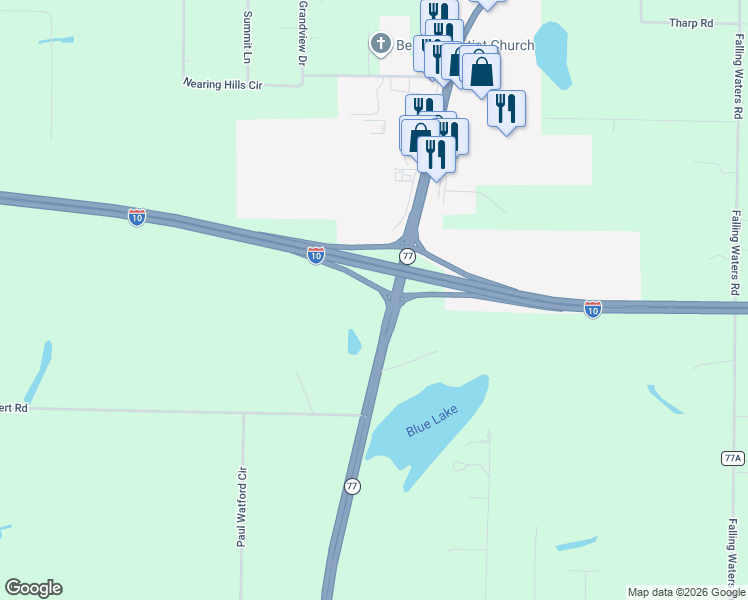map of restaurants, bars, coffee shops, grocery stores, and more near Main Street in Chipley
