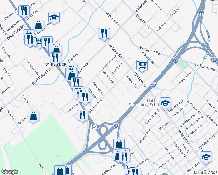 map of restaurants, bars, coffee shops, grocery stores, and more near 2910 Billy Williams Drive in Prichard