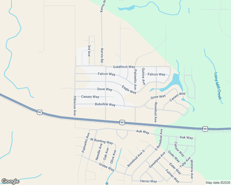 map of restaurants, bars, coffee shops, grocery stores, and more near 4642 Dove Way in Crestview
