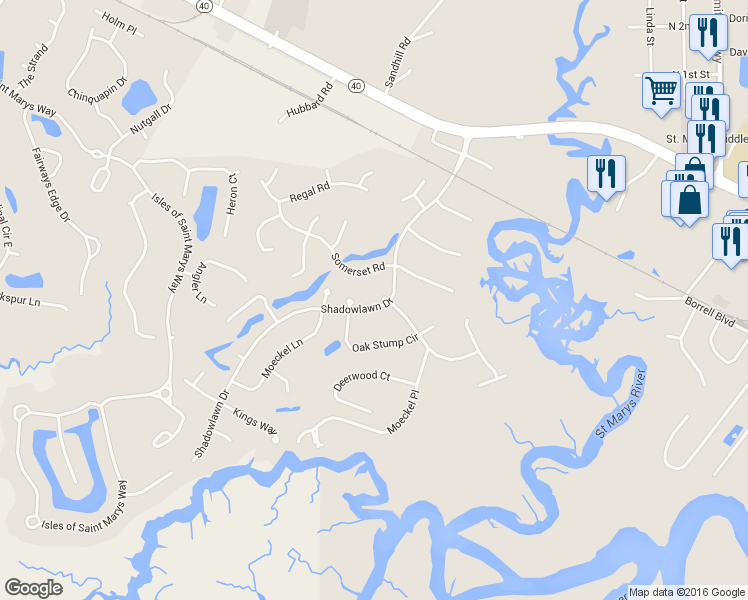 map of restaurants, bars, coffee shops, grocery stores, and more near 1608 Shadowlawn Drive in St. Marys