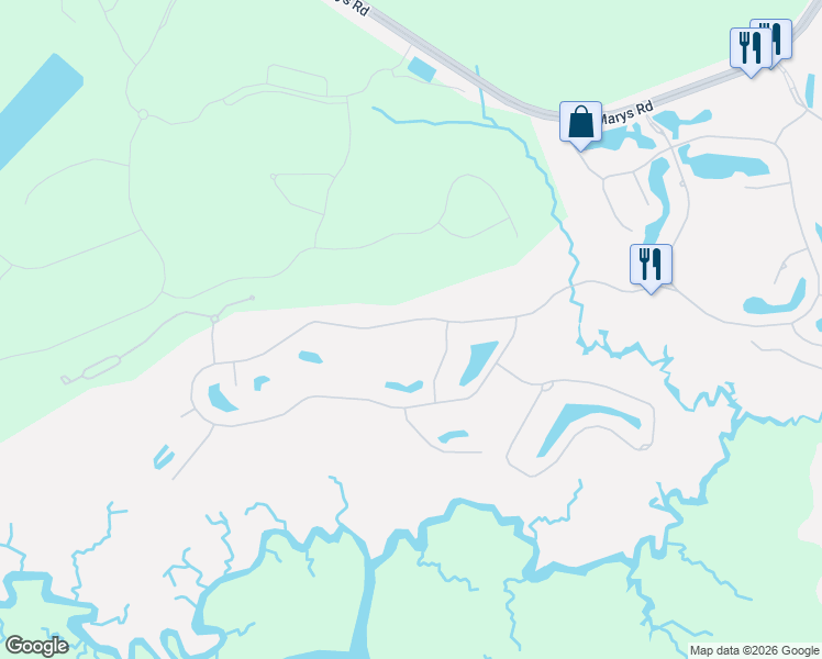map of restaurants, bars, coffee shops, grocery stores, and more near 228 Osprey Circle in St. Marys