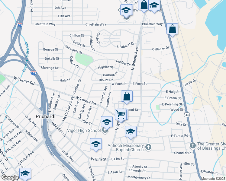 map of restaurants, bars, coffee shops, grocery stores, and more near 149 West Haig Street in Mobile