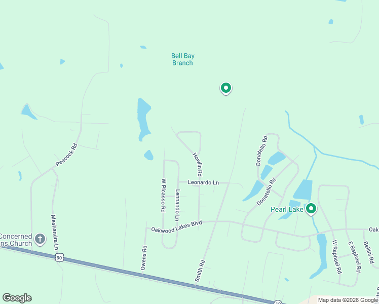 map of restaurants, bars, coffee shops, grocery stores, and more near 346 East Picasso Circle in DeFuniak Springs
