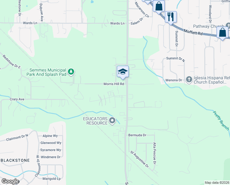 map of restaurants, bars, coffee shops, grocery stores, and more near 7870 Crary Station Road in Semmes
