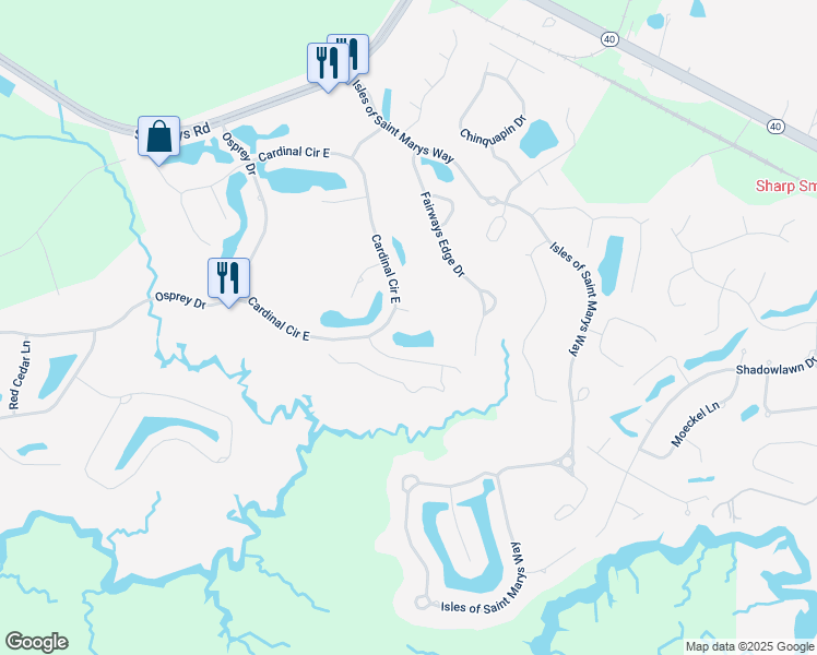map of restaurants, bars, coffee shops, grocery stores, and more near 802 Silverleaf Walk in St. Marys
