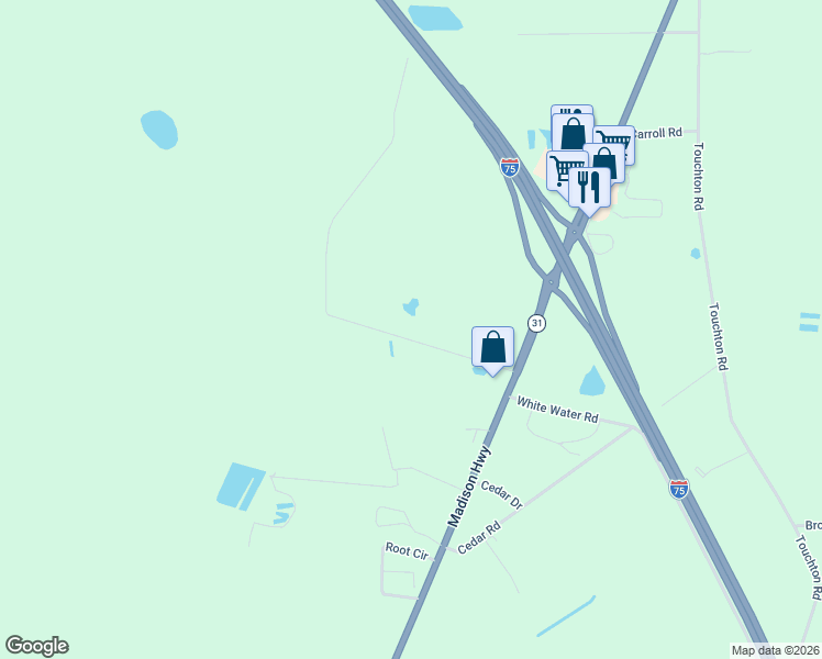 map of restaurants, bars, coffee shops, grocery stores, and more near 3379 Hart Road in Valdosta