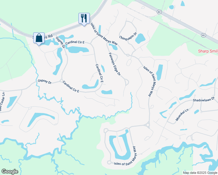 map of restaurants, bars, coffee shops, grocery stores, and more near 802 Silverleaf Walk in St. Marys