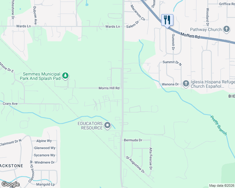map of restaurants, bars, coffee shops, grocery stores, and more near 7870 Crary Station Rd in Semmes