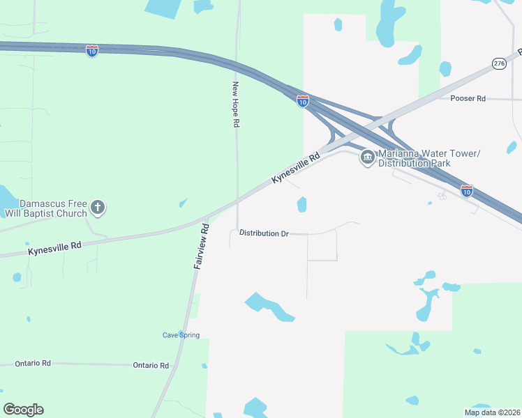 map of restaurants, bars, coffee shops, grocery stores, and more near Distribution Drive in Marianna