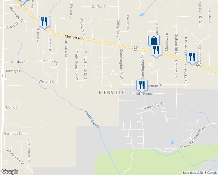 map of restaurants, bars, coffee shops, grocery stores, and more near 7171 Okatoma Street in Mobile