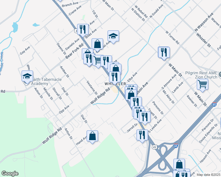 map of restaurants, bars, coffee shops, grocery stores, and more near 899 Gaston Avenue in Mobile
