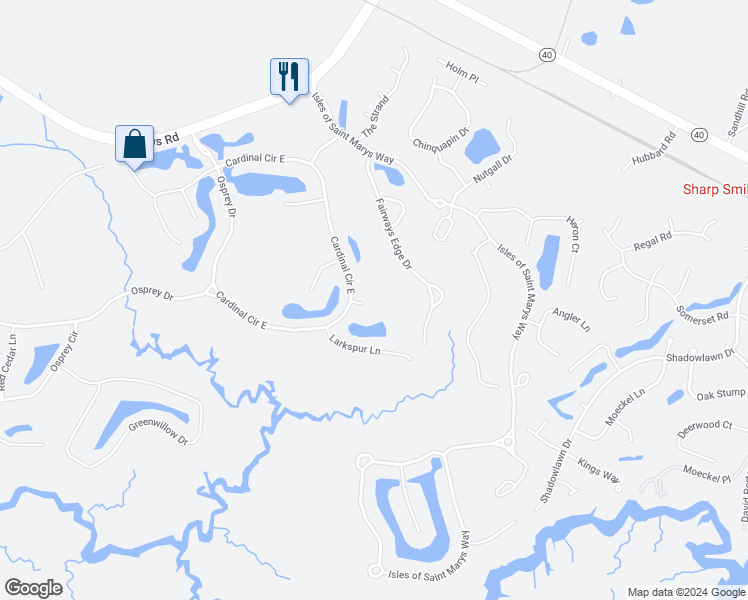 map of restaurants, bars, coffee shops, grocery stores, and more near 803 Silverleaf Walk in Saint Marys