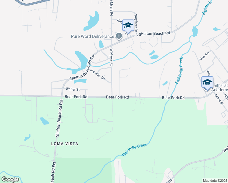 map of restaurants, bars, coffee shops, grocery stores, and more near 4127 Siesta Dr in Prichard
