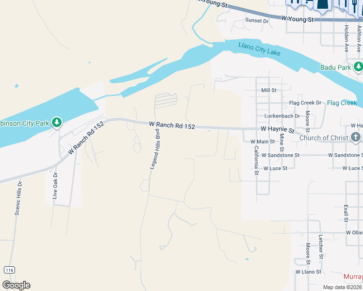 map of restaurants, bars, coffee shops, grocery stores, and more near 100 Legend Hills Boulevard in Llano
