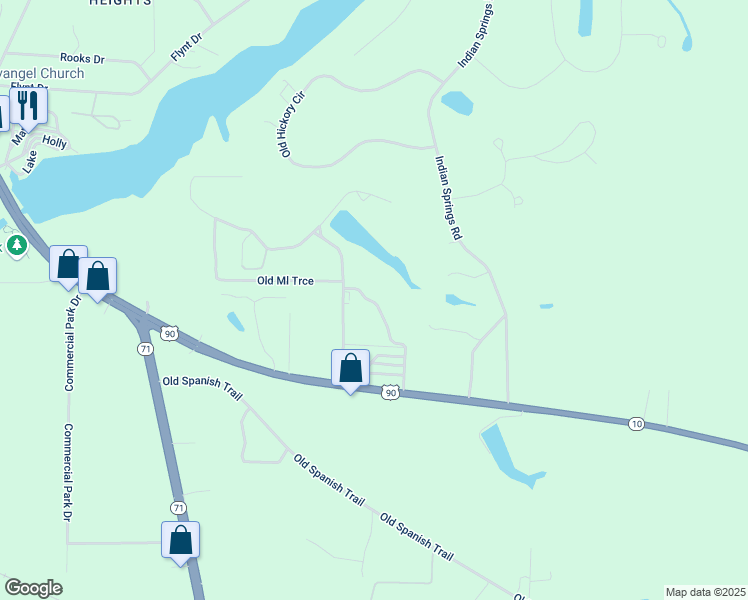 map of restaurants, bars, coffee shops, grocery stores, and more near 5013-5031 Pinewood Court in Marianna