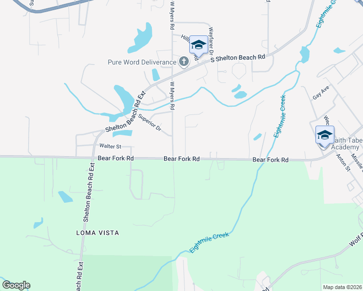 map of restaurants, bars, coffee shops, grocery stores, and more near 4127 Siesta Drive in Prichard