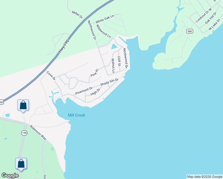 map of restaurants, bars, coffee shops, grocery stores, and more near 208 Edgewater Way in Point Blank