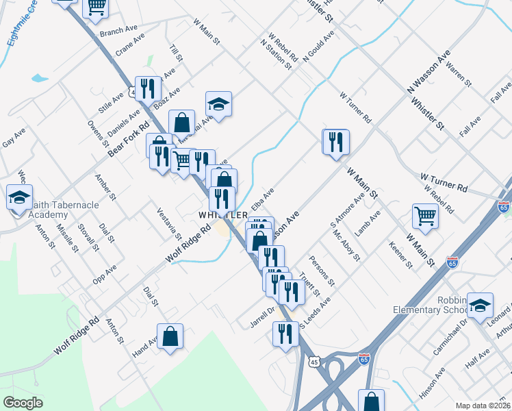 map of restaurants, bars, coffee shops, grocery stores, and more near 828 Elba Avenue in Prichard