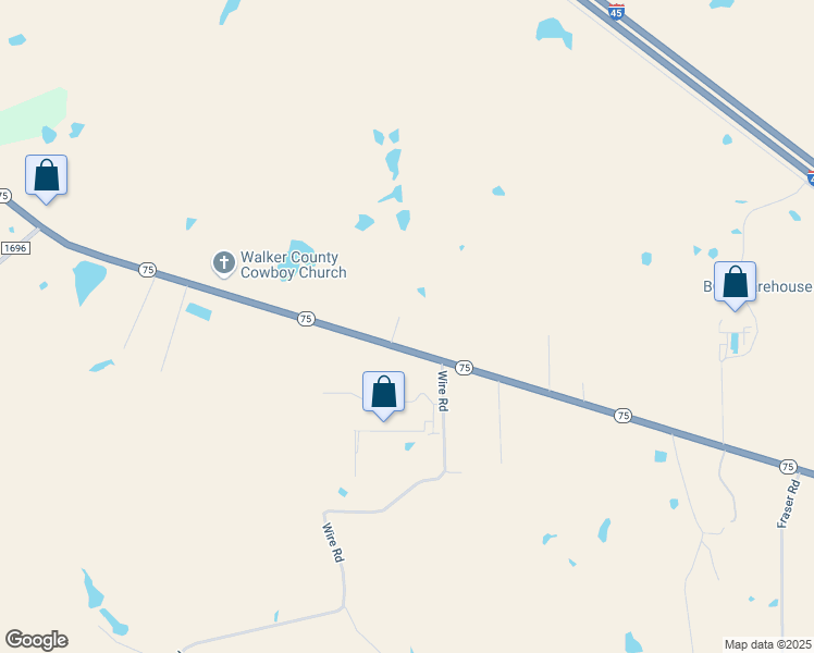 map of restaurants, bars, coffee shops, grocery stores, and more near 1608 Sh 75 N in Huntsville