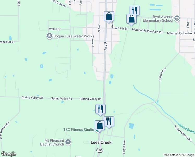 map of restaurants, bars, coffee shops, grocery stores, and more near 62051 Par Road 945 in Bogalusa