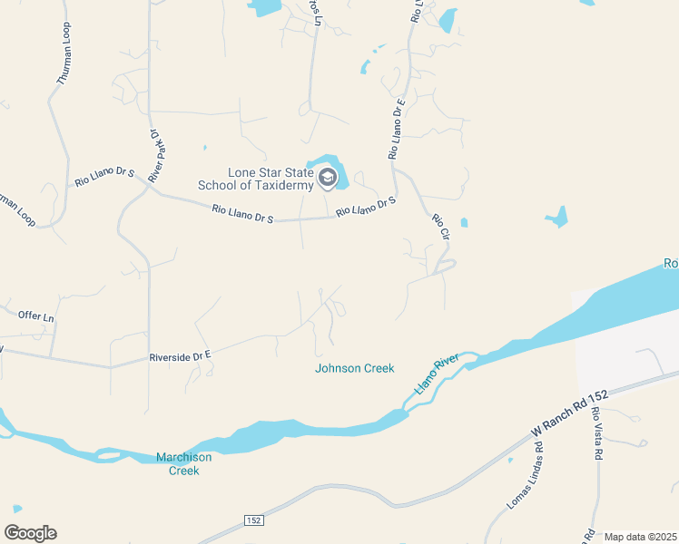 map of restaurants, bars, coffee shops, grocery stores, and more near 124 Riverside Drive East in Llano