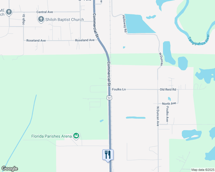 map of restaurants, bars, coffee shops, grocery stores, and more near 12715 Shady Grove Loop in Amite City
