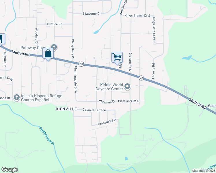 map of restaurants, bars, coffee shops, grocery stores, and more near 6884 Rebecca Drive West in Mobile