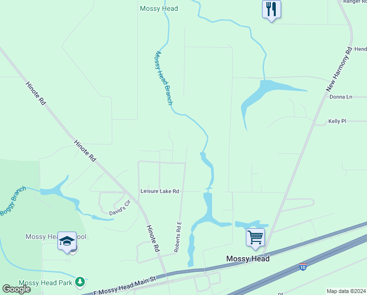 map of restaurants, bars, coffee shops, grocery stores, and more near 627 Roberts Road East in DeFuniak Springs