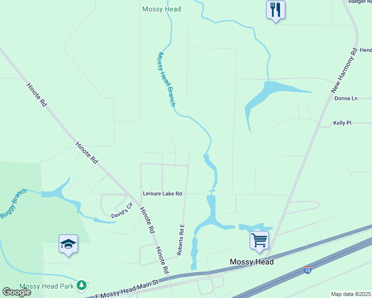 map of restaurants, bars, coffee shops, grocery stores, and more near 627 Roberts Road East in DeFuniak Springs