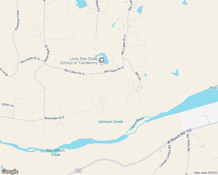 map of restaurants, bars, coffee shops, grocery stores, and more near 124 Riverside Drive East in Llano