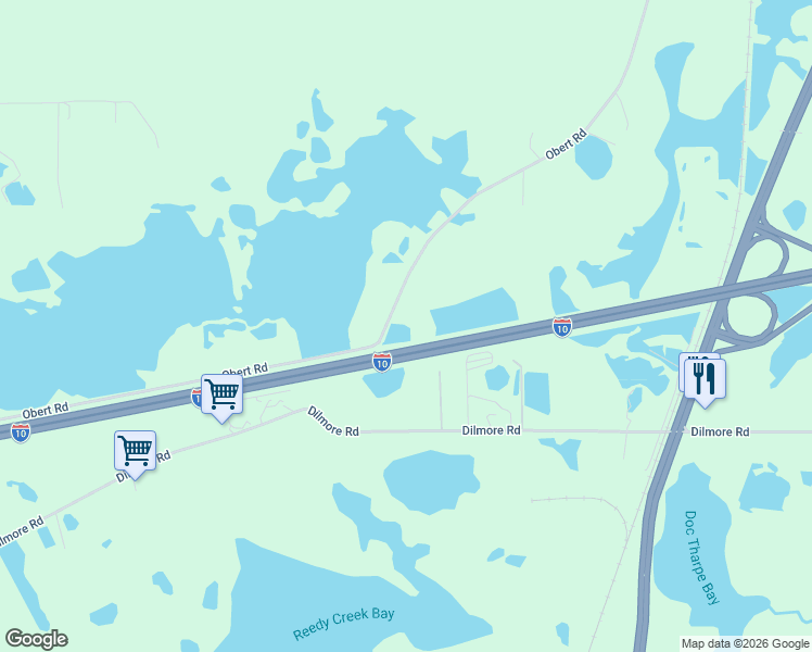 map of restaurants, bars, coffee shops, grocery stores, and more near 2564 Obert Road in Cottondale