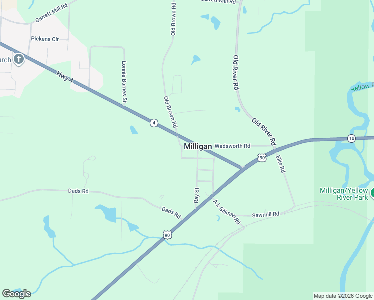 map of restaurants, bars, coffee shops, grocery stores, and more near 1818 Milligan Avenue in Baker