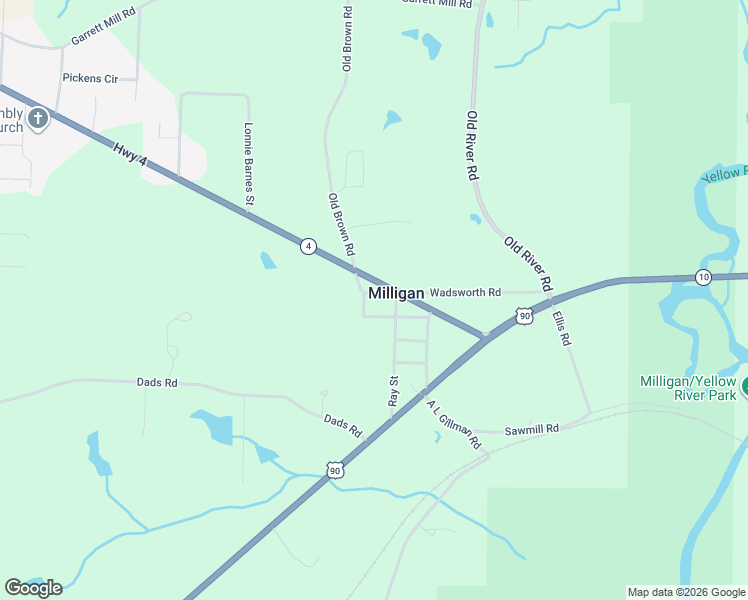 map of restaurants, bars, coffee shops, grocery stores, and more near 1818 Milligan Avenue in Baker