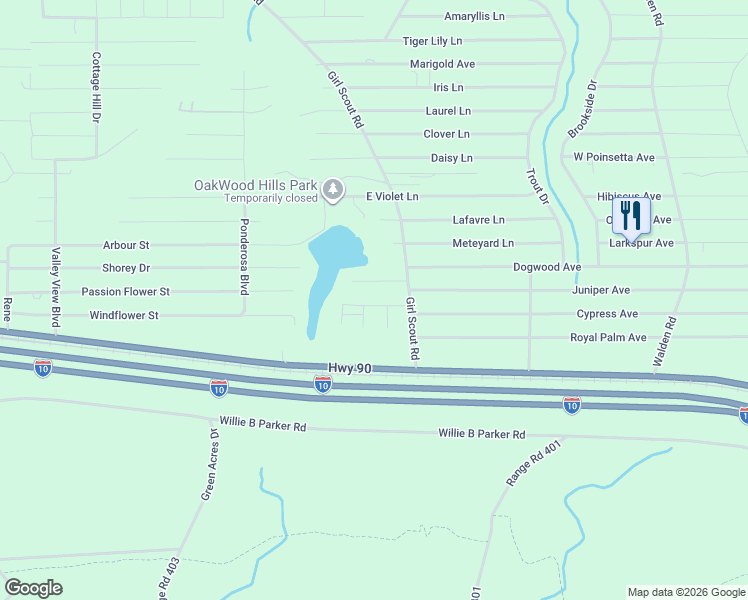 map of restaurants, bars, coffee shops, grocery stores, and more near 78 Silk Oak Drive in DeFuniak Springs