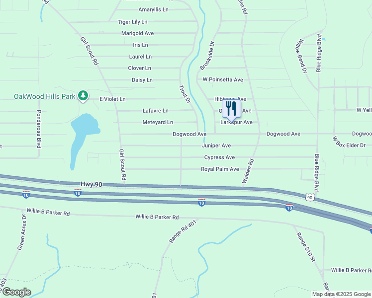 map of restaurants, bars, coffee shops, grocery stores, and more near 226 Cottonwood Blair Road in DeFuniak Springs