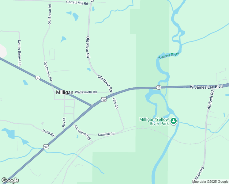 map of restaurants, bars, coffee shops, grocery stores, and more near 1921 U.S. 90 in Baker