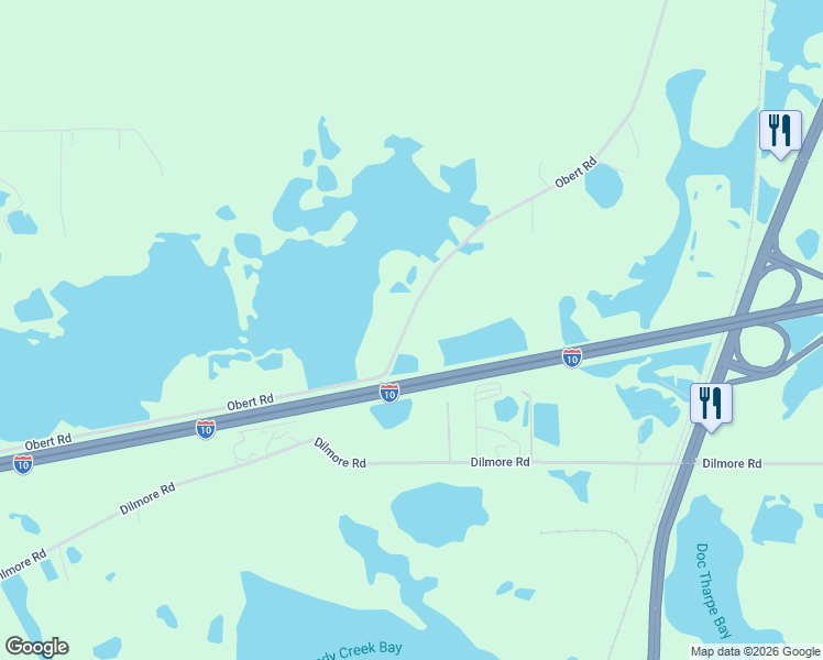 map of restaurants, bars, coffee shops, grocery stores, and more near 2564 Obert Road in Cottondale