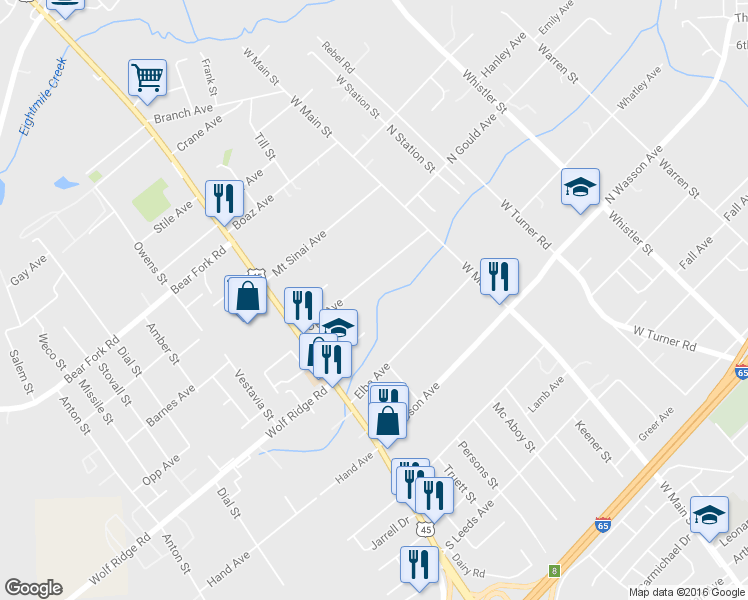 map of restaurants, bars, coffee shops, grocery stores, and more near 749 Opp Avenue in Prichard