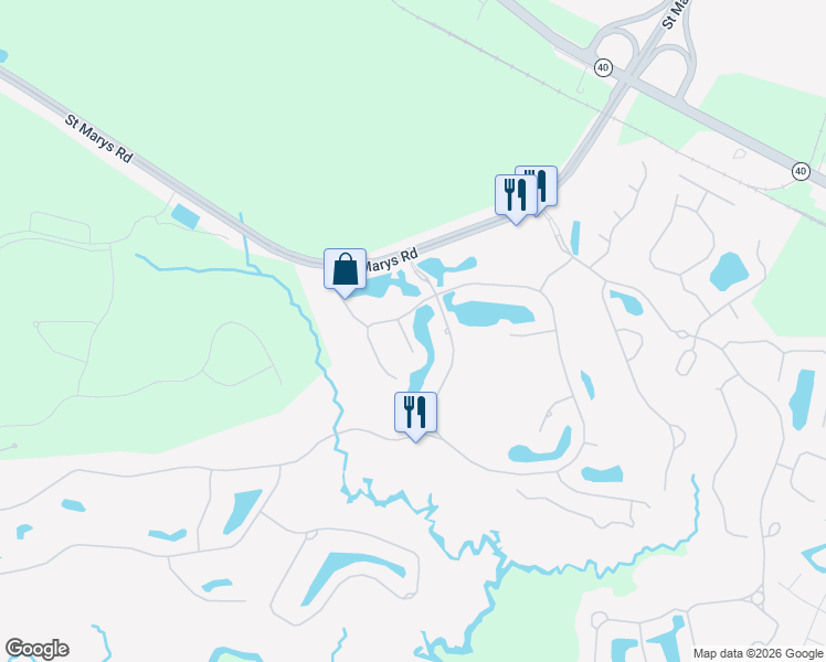 map of restaurants, bars, coffee shops, grocery stores, and more near 405 Morning Glory Road in St. Marys