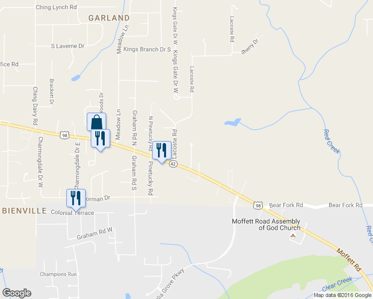 map of restaurants, bars, coffee shops, grocery stores, and more near 2981 Roland Road in Mobile