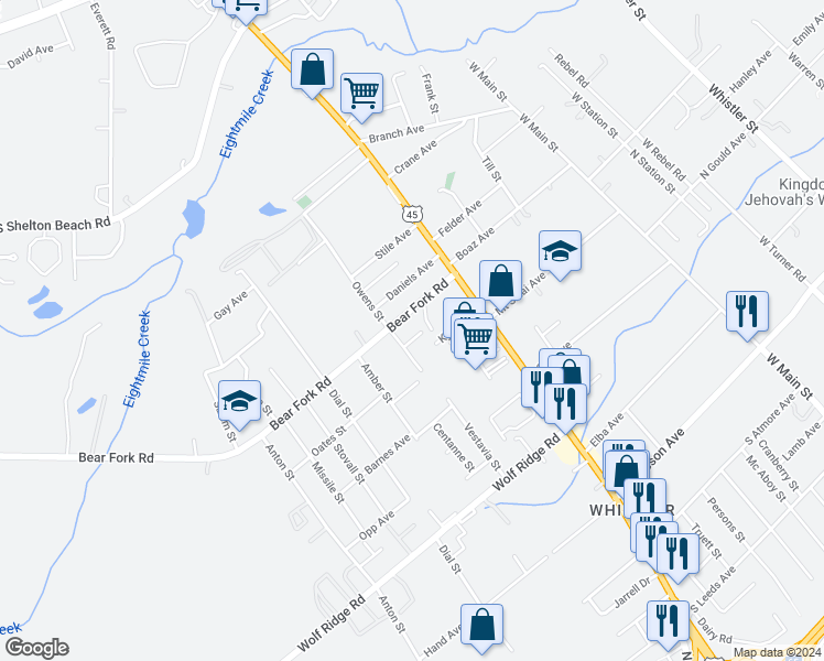 map of restaurants, bars, coffee shops, grocery stores, and more near 1710 Maglee Avenue in Prichard