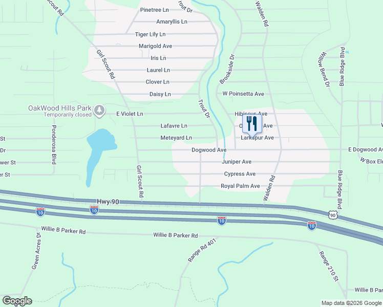 map of restaurants, bars, coffee shops, grocery stores, and more near 226 Dogwood Avenue in DeFuniak Springs