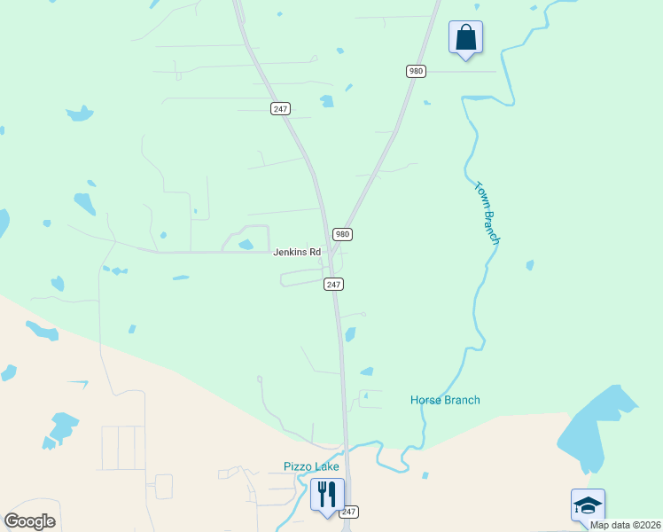 map of restaurants, bars, coffee shops, grocery stores, and more near 360 Farm to Market Road 247 in Huntsville