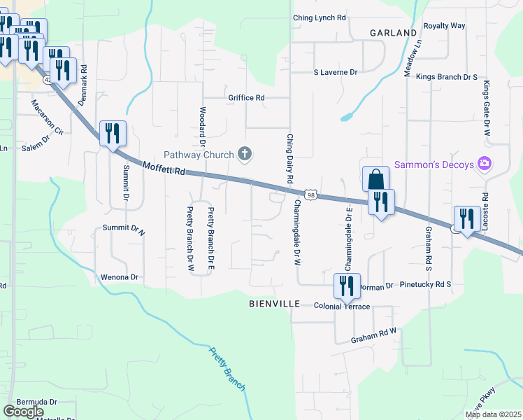map of restaurants, bars, coffee shops, grocery stores, and more near 4661-4735 Crabtree Lane East in Mobile