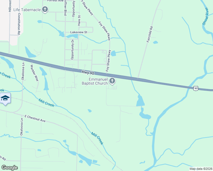 map of restaurants, bars, coffee shops, grocery stores, and more near 5199 Cavalier Drive in Crestview