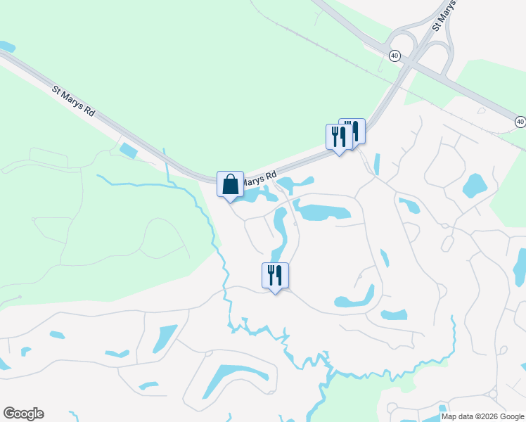map of restaurants, bars, coffee shops, grocery stores, and more near 204 Cardinal Circle West in Saint Marys