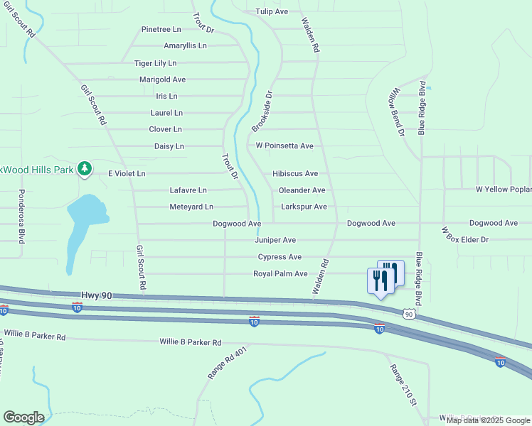 map of restaurants, bars, coffee shops, grocery stores, and more near 67 Brookside Drive in DeFuniak Springs