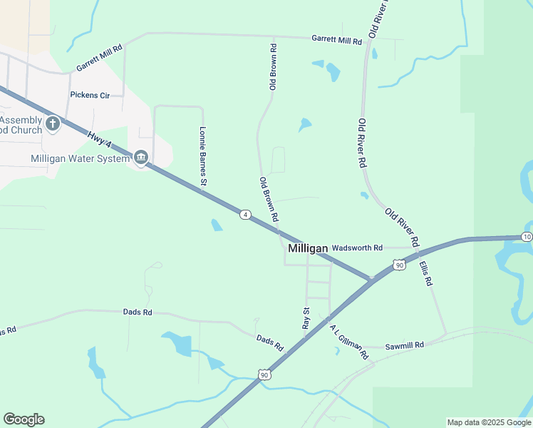 map of restaurants, bars, coffee shops, grocery stores, and more near 5202 Old Brown Road in Baker
